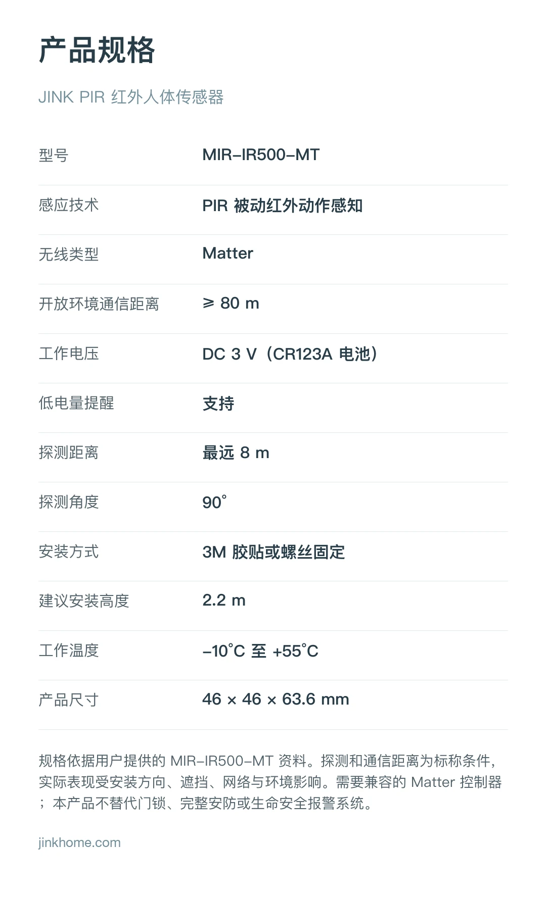 JINK PIR 红外人体传感器 中文产品详情,第 16 部分