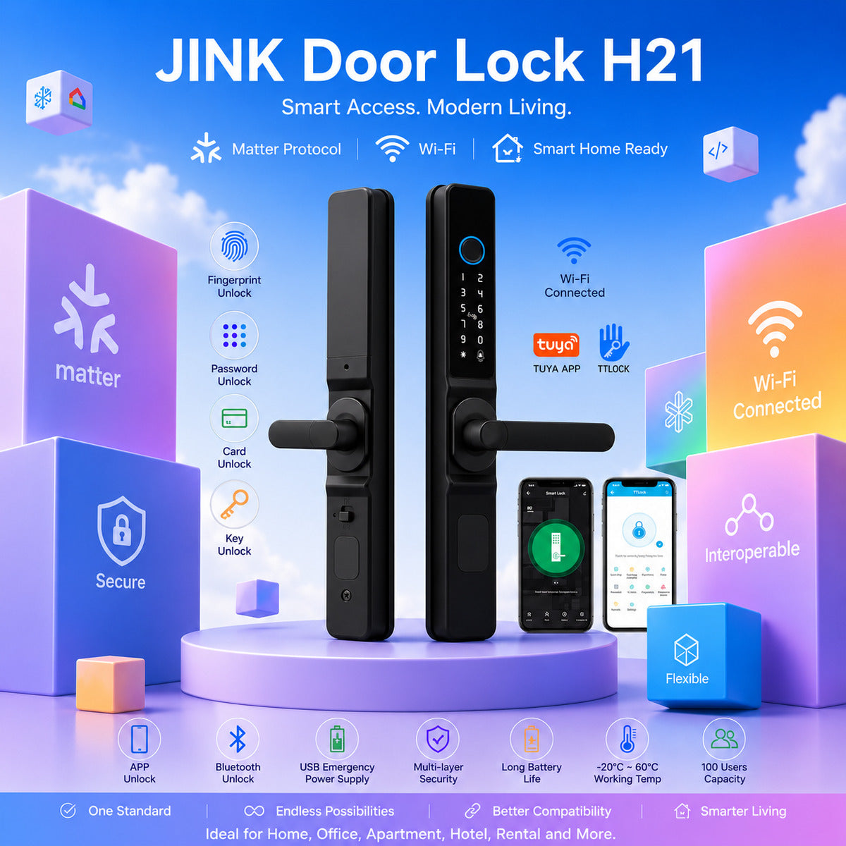 JINK Door Lock H21 — standardized 1x1 media