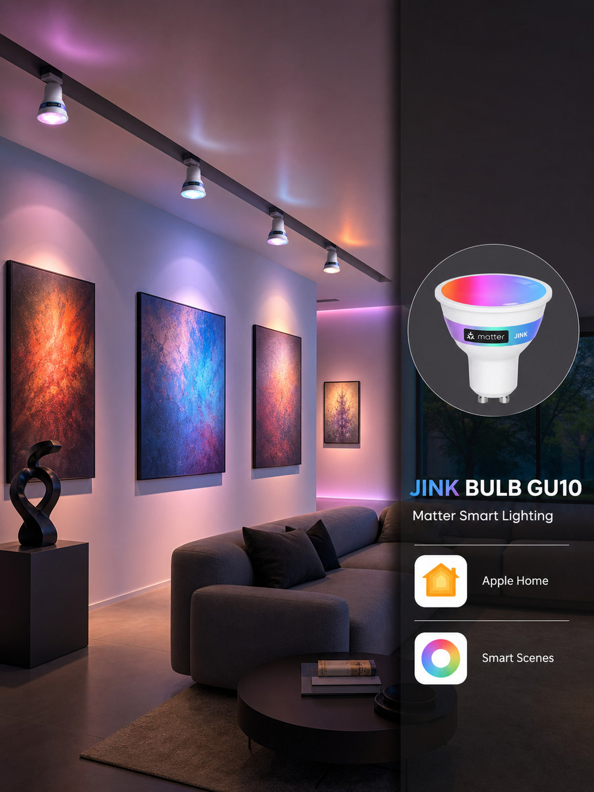 JINK Bulb GU10 Matter Apple Home gallery smart scene — standardized 3x4 media