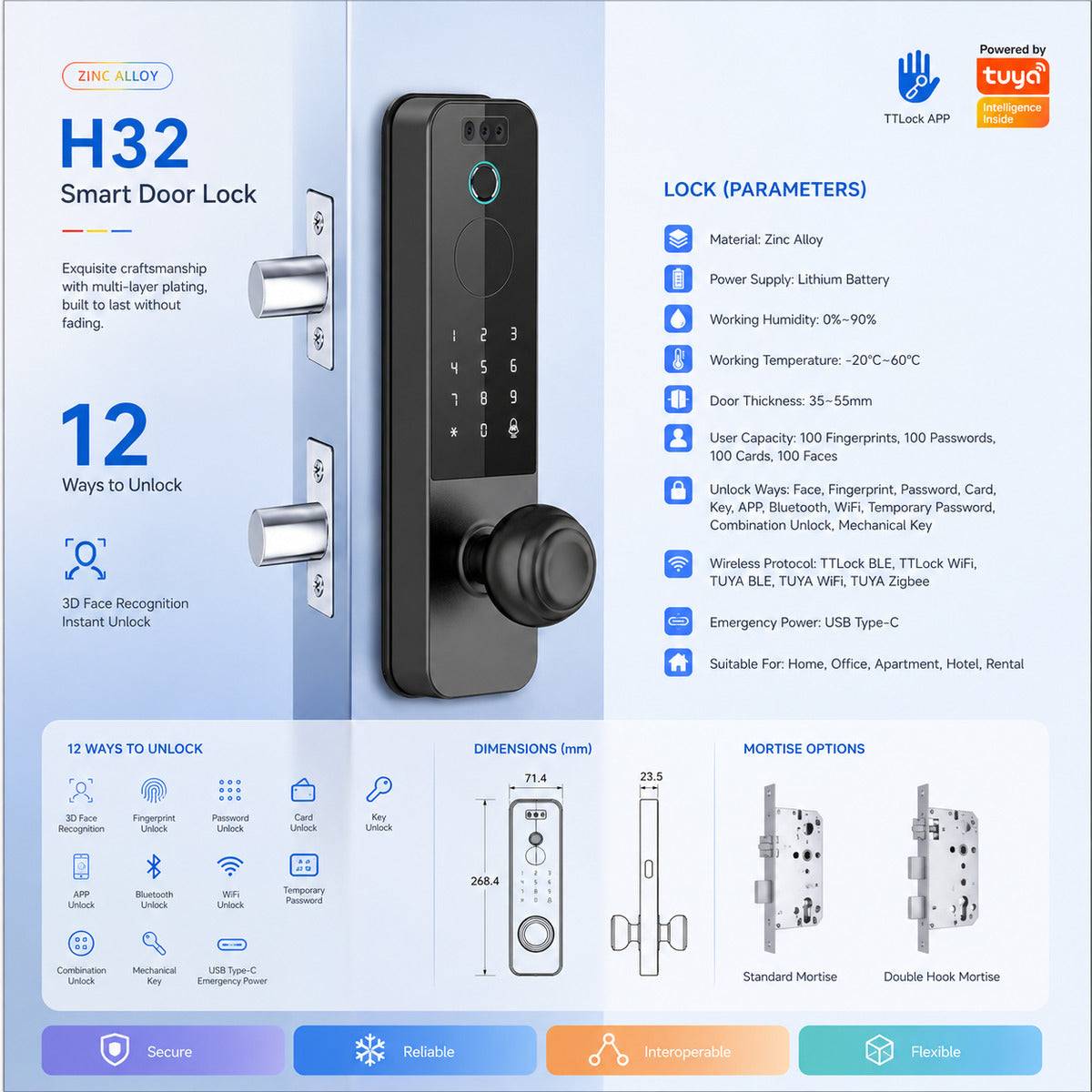 JINK Door Lock H32 — standardized 1x1 media