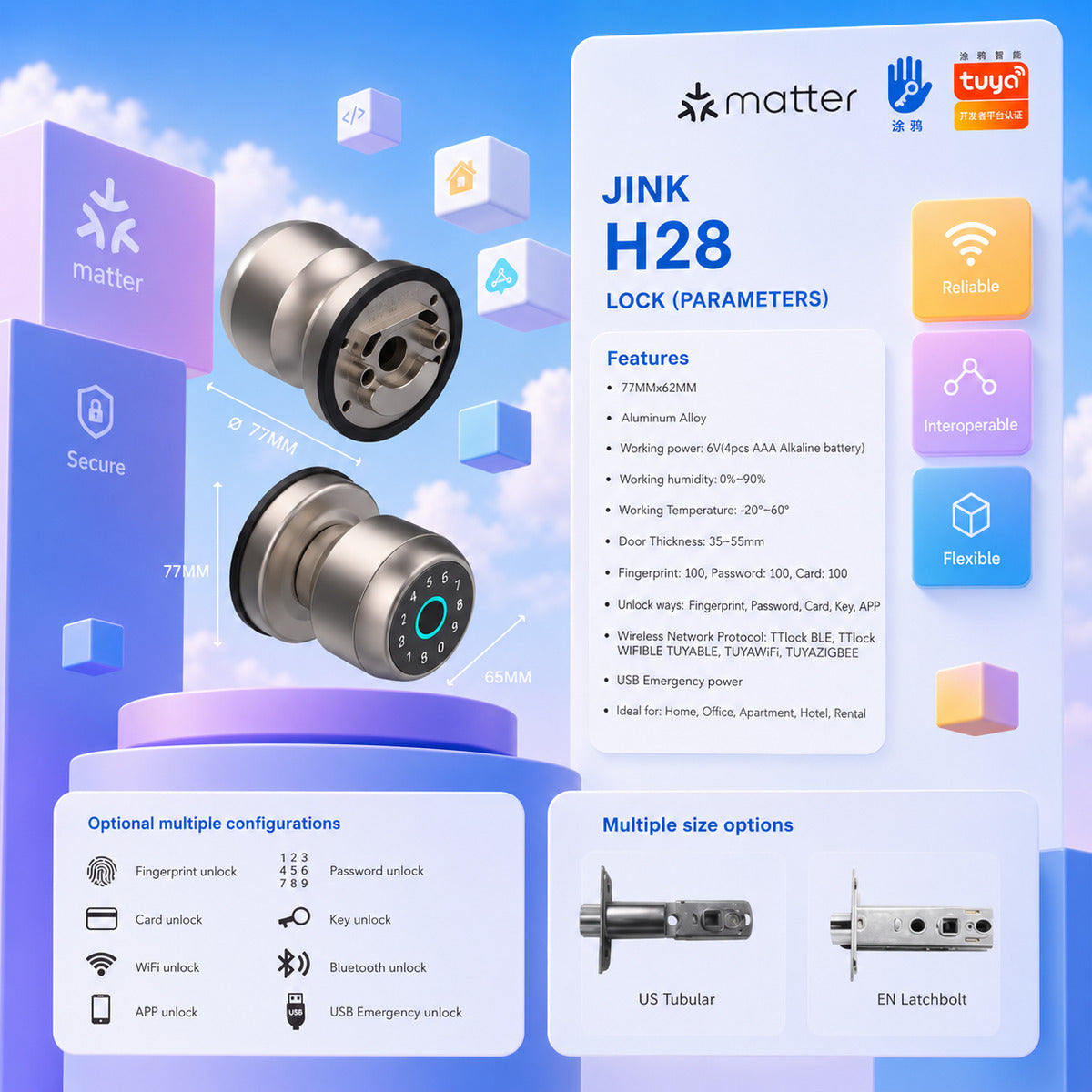 JINK Door Lock H28 — standardized 1x1 media
