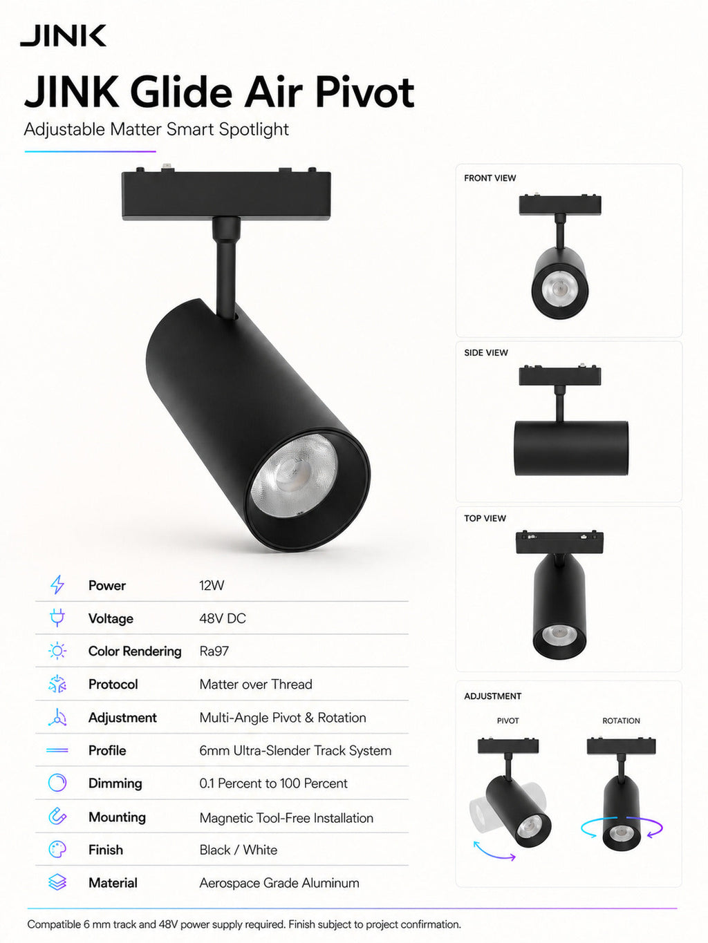 JINK Glide Air Pivot specifications — standardized 3x4 media