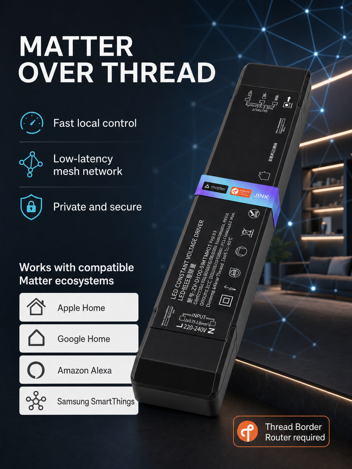 JINK Flux Matter over Thread compatible ecosystems — standardized 3x4 media