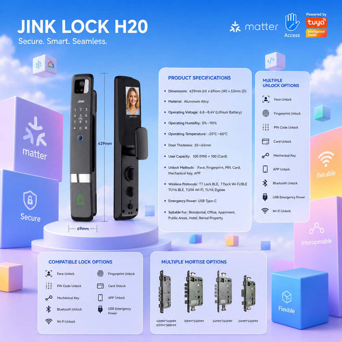 JINK Door Lock H20 — standardized 1x1 media