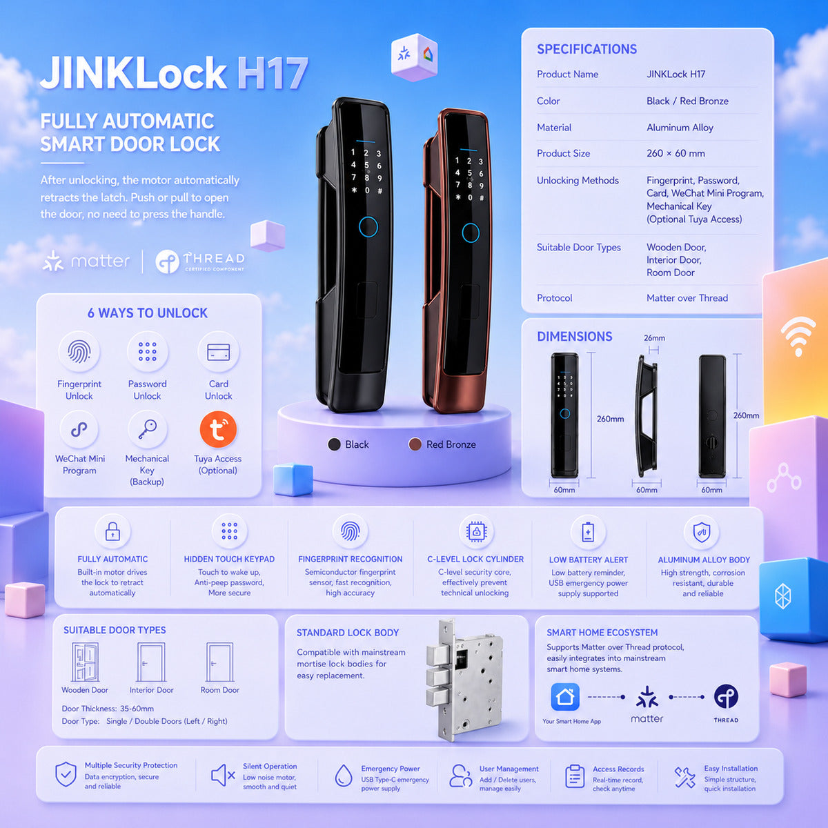 JINK Door Lock H17 — standardized 1x1 media