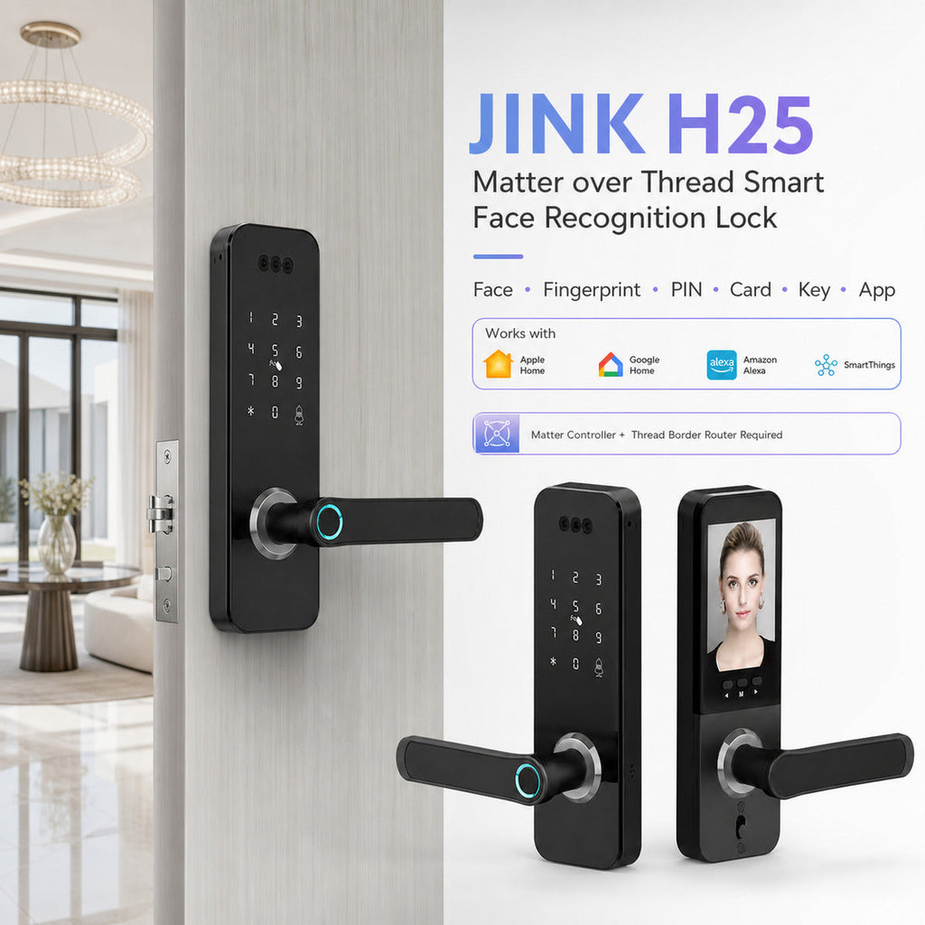 JINK H25 Matter over Thread smart face recognition lock integrated hero — standardized 1x1 media