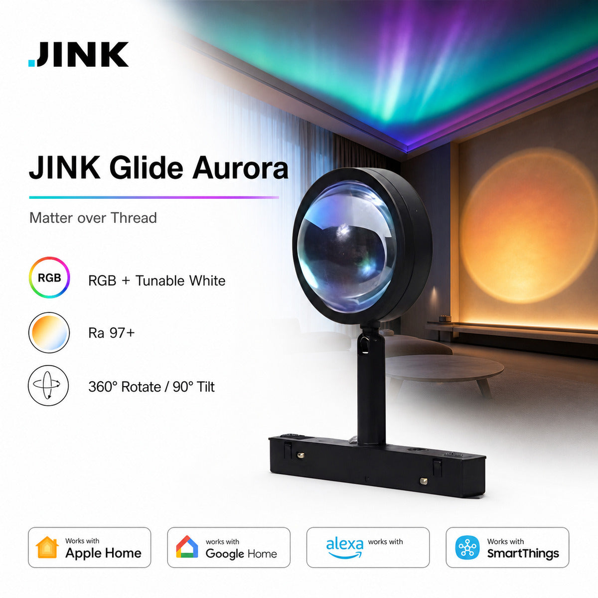JINK Glide Aurora Matter RGB smart atmosphere light hero — standardized 1x1 media