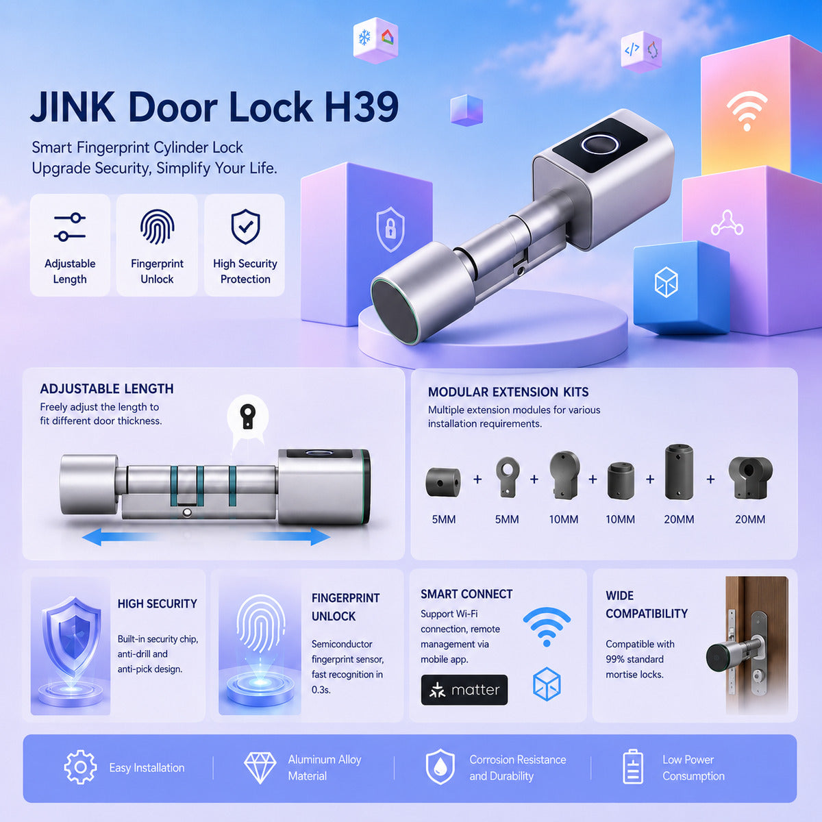 JINK Door Lock H39 — standardized 1x1 media
