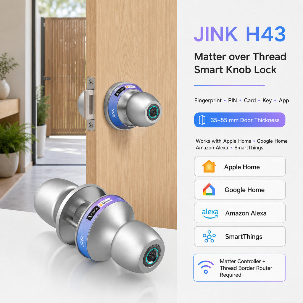 JINK H43 Matter over Thread smart knob lock integrated entrance scene — standardized 1x1 media