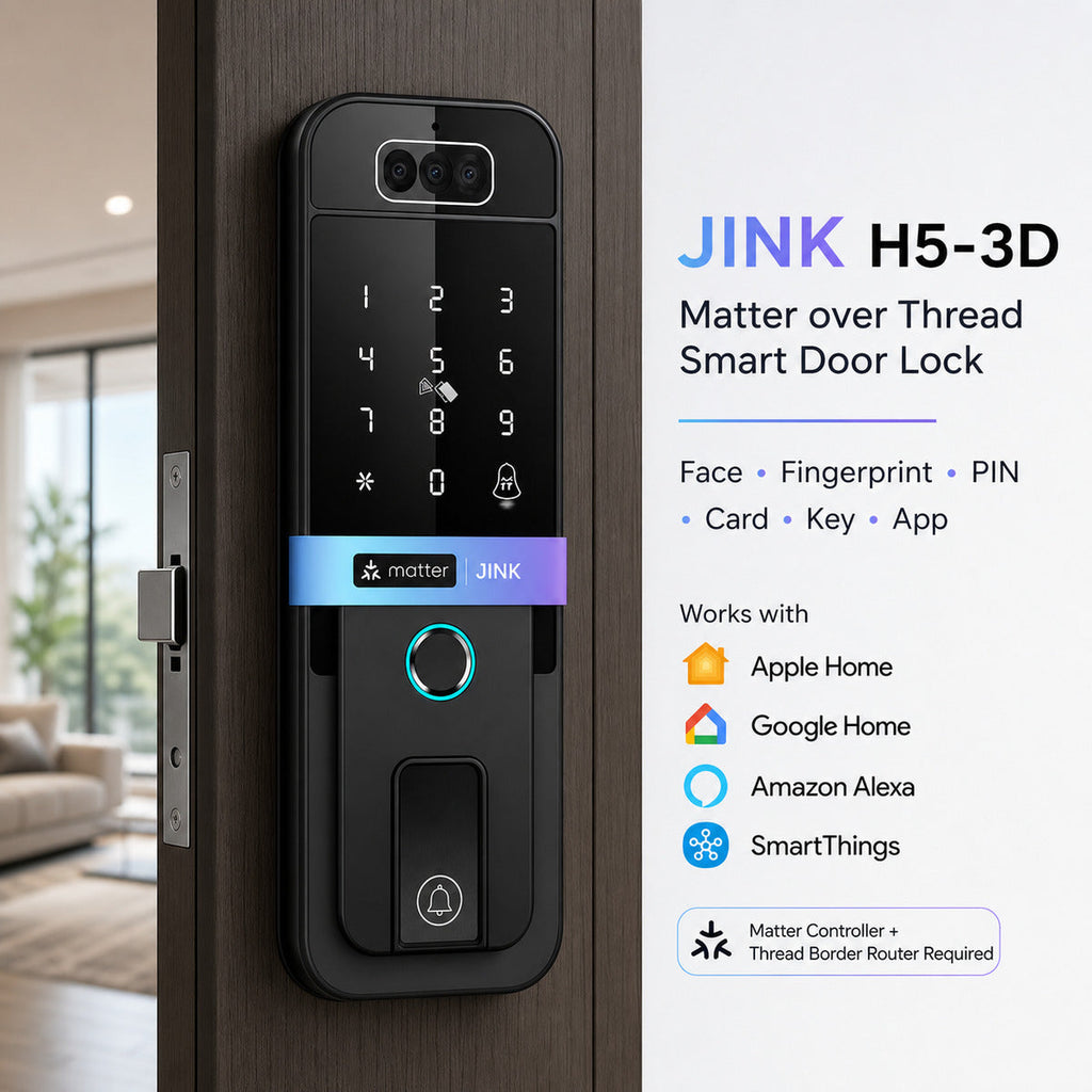 JINK Door Lock H5-3D Matter over Thread smart lock integrated platform scene — standardized 1x1 media