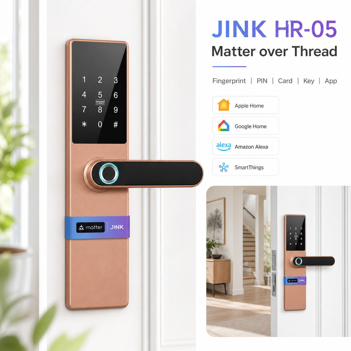 JINK HR-05 Matter over Thread smart door lock integrated product and platform main image — standardized 1x1 media
