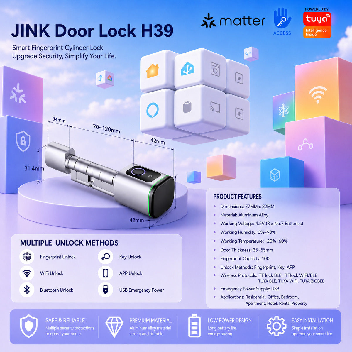 JINK Door Lock H39 — standardized 1x1 media