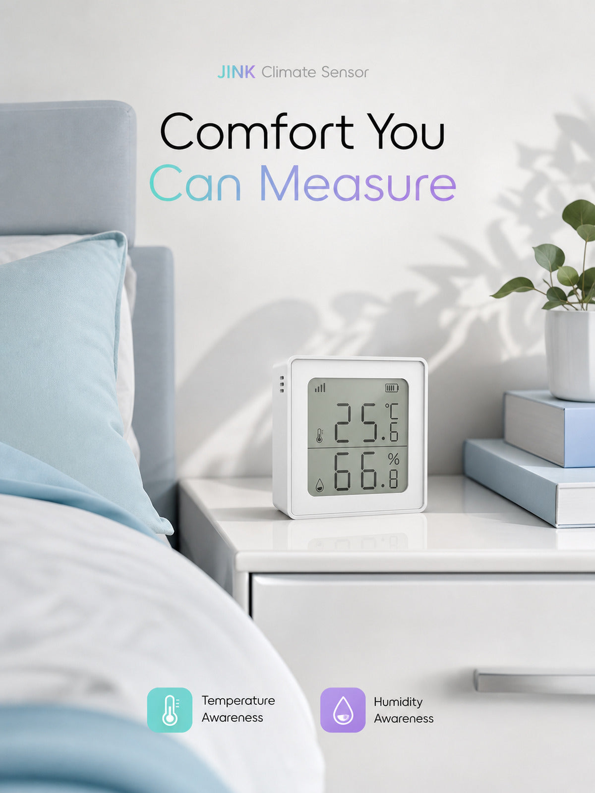 JINK Climate Sensor comfort lifestyle scene — standardized 3x4 media