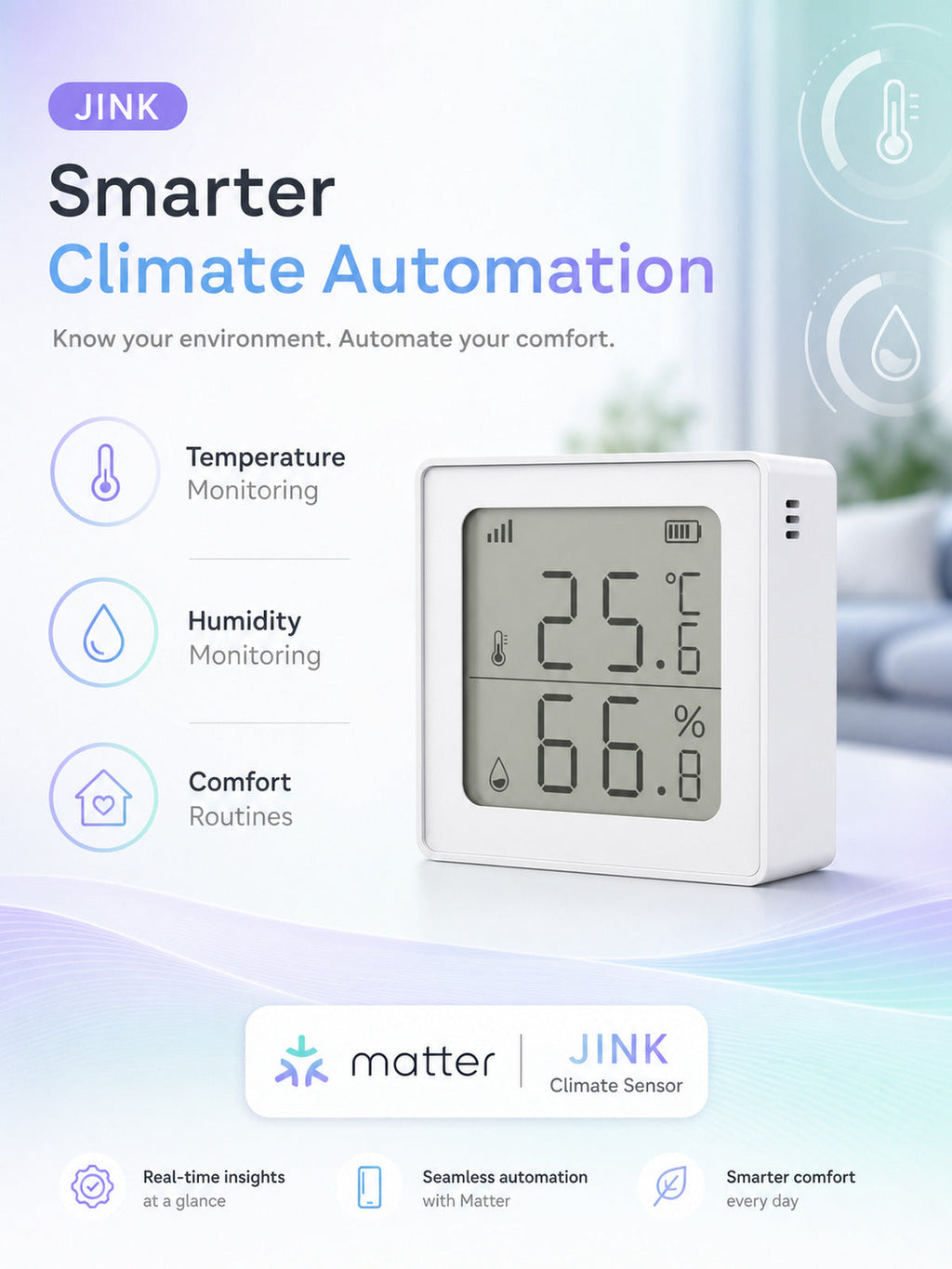 JINK Climate Sensor climate automation benefits — standardized 3x4 media