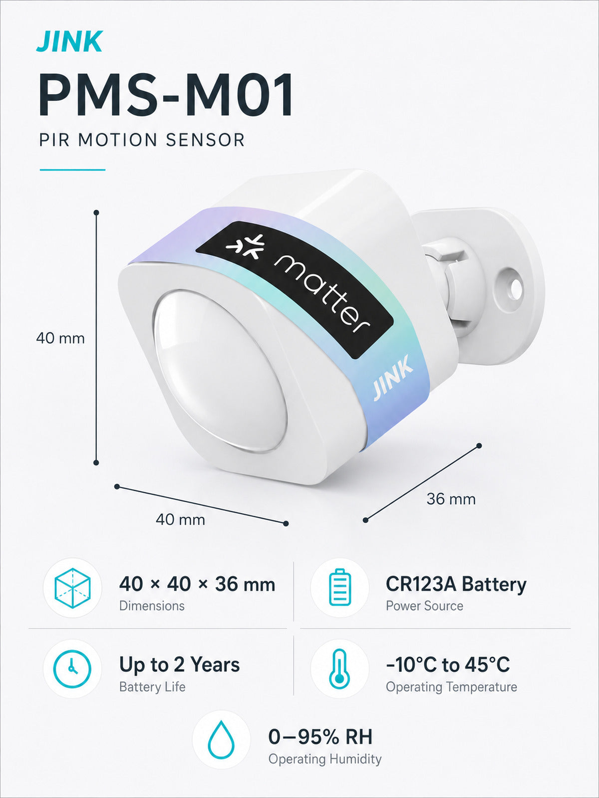 JINK PIR Motion Sensor PMS-M01 specifications — standardized 3x4 media