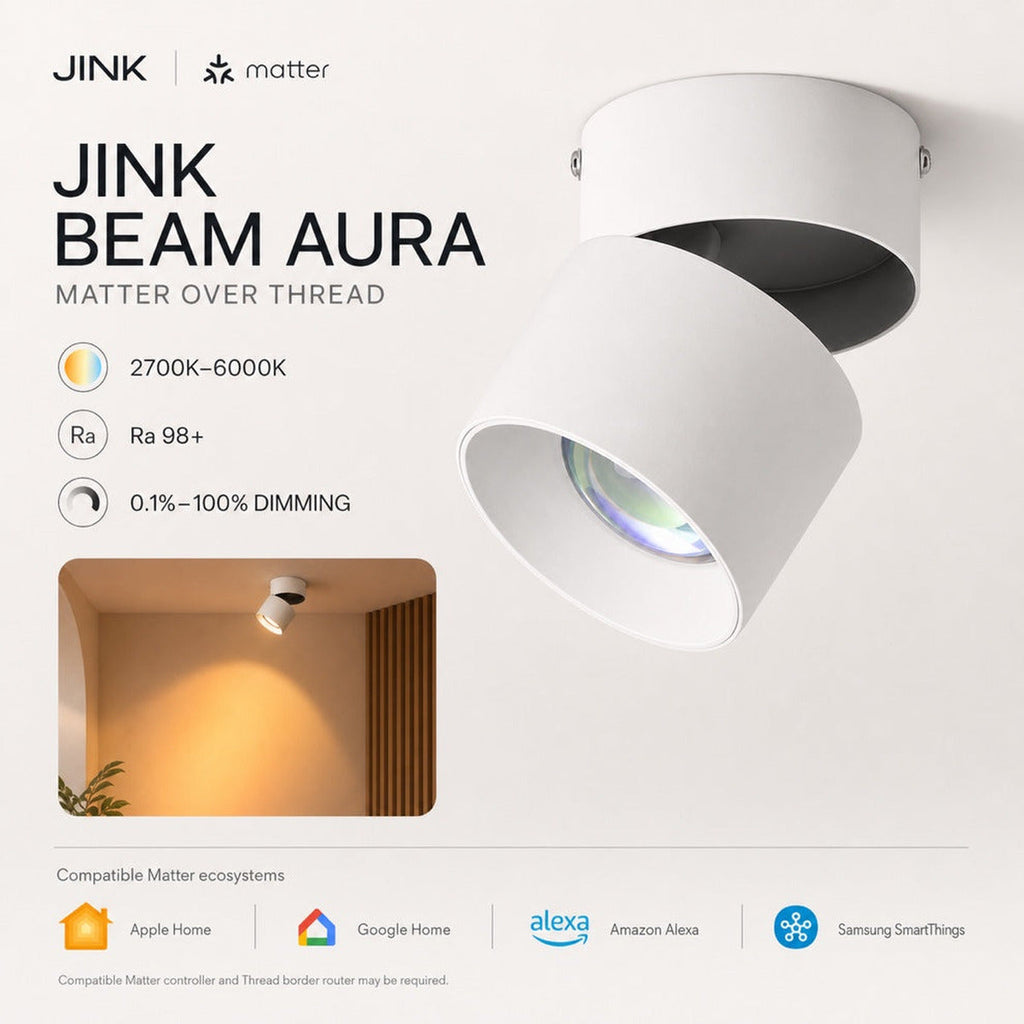 JINK Beam Aura Matter over Thread smart spotlight composite hero — standardized 1x1 media