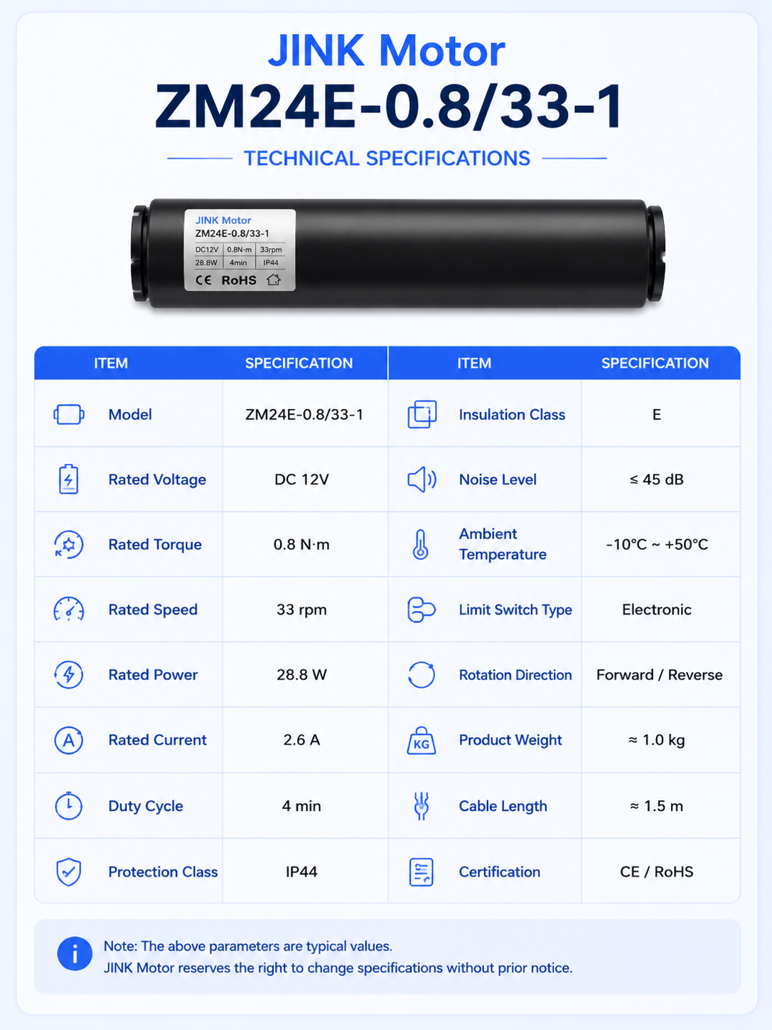 JINK Motor ZM24E-0.8/33-1