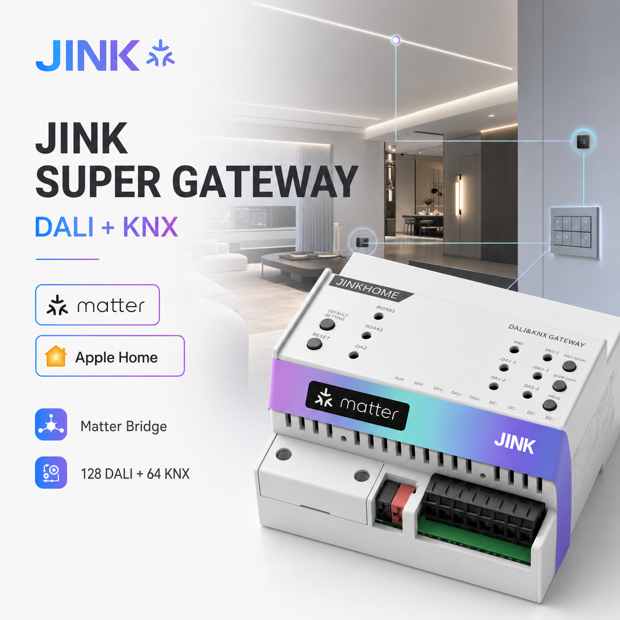 JINK Super Gateway DALI KNX comprehensive Matter Apple Home hero
