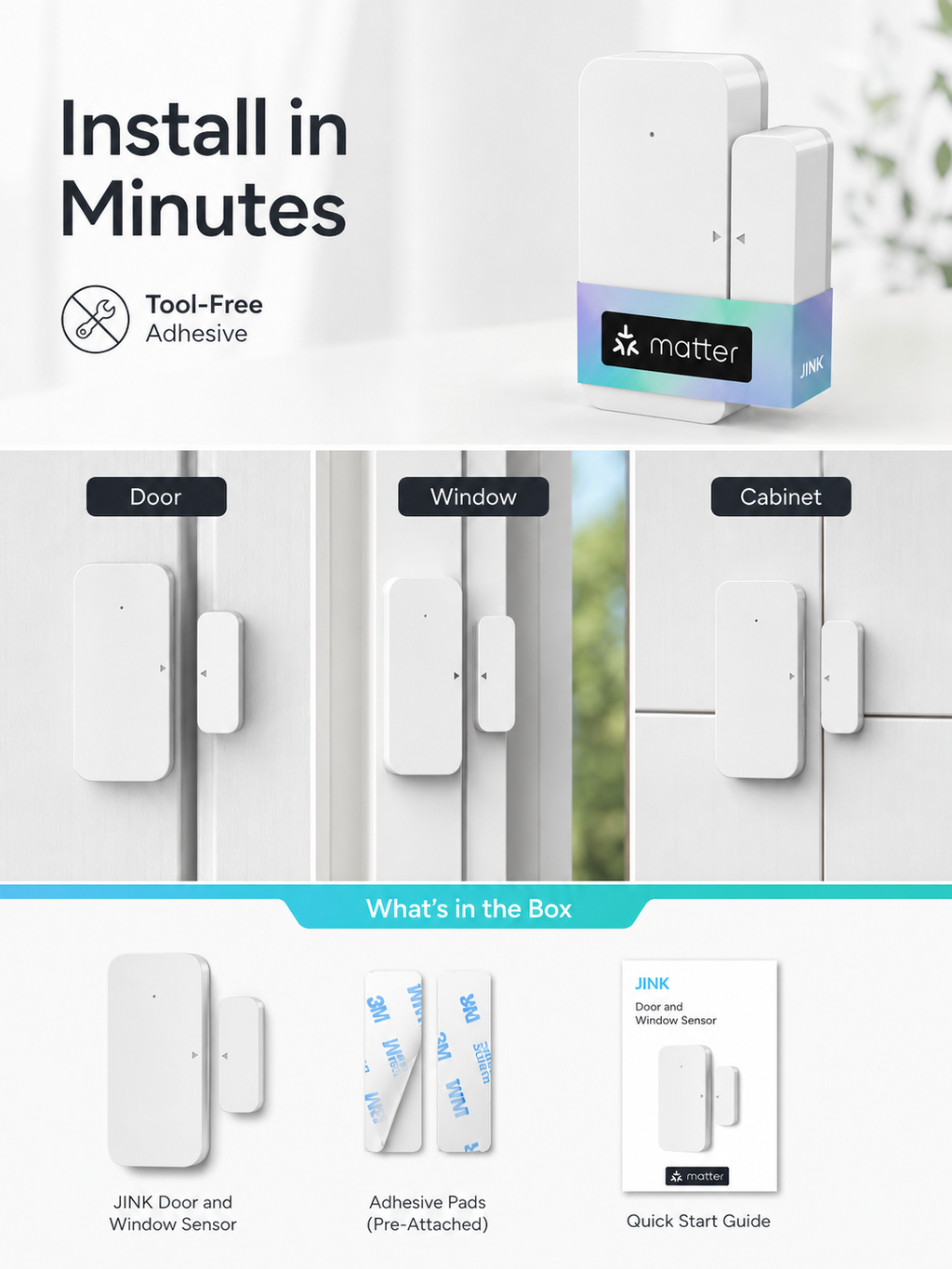 JINK Door and Window Sensor installation and package