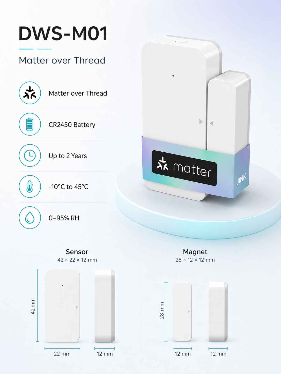 JINK Door and Window Sensor DWS-M01 specifications