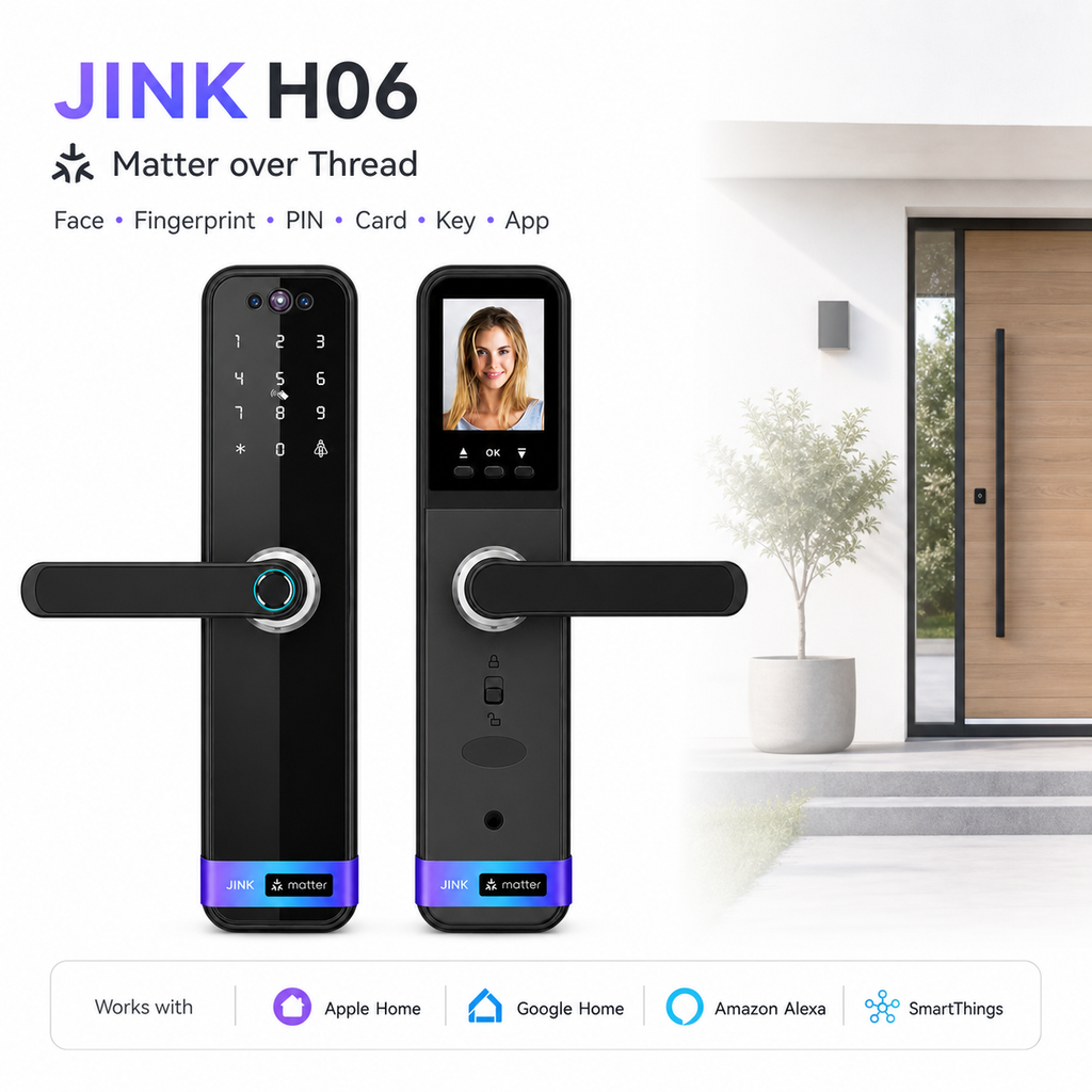 JINK H06 Matter over Thread digital peephole smart lever lock integrated product scene and platform compatibility