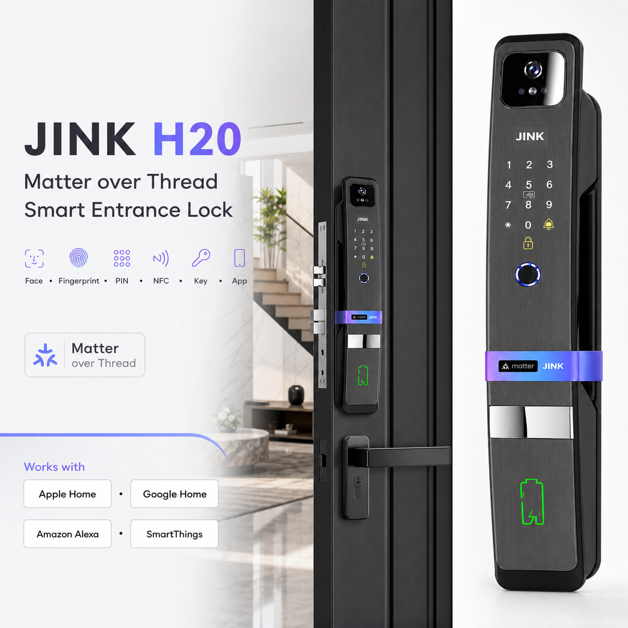 JINK H20 Matter over Thread smart entrance lock integrated hero