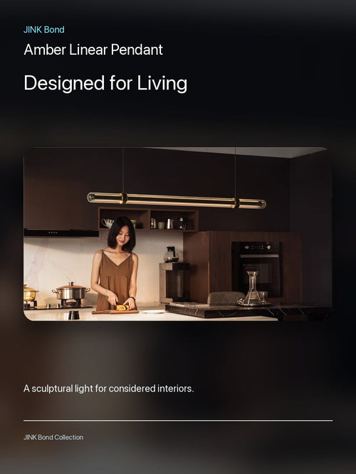 JINK Bond Amber Linear Pendant in a modern interior