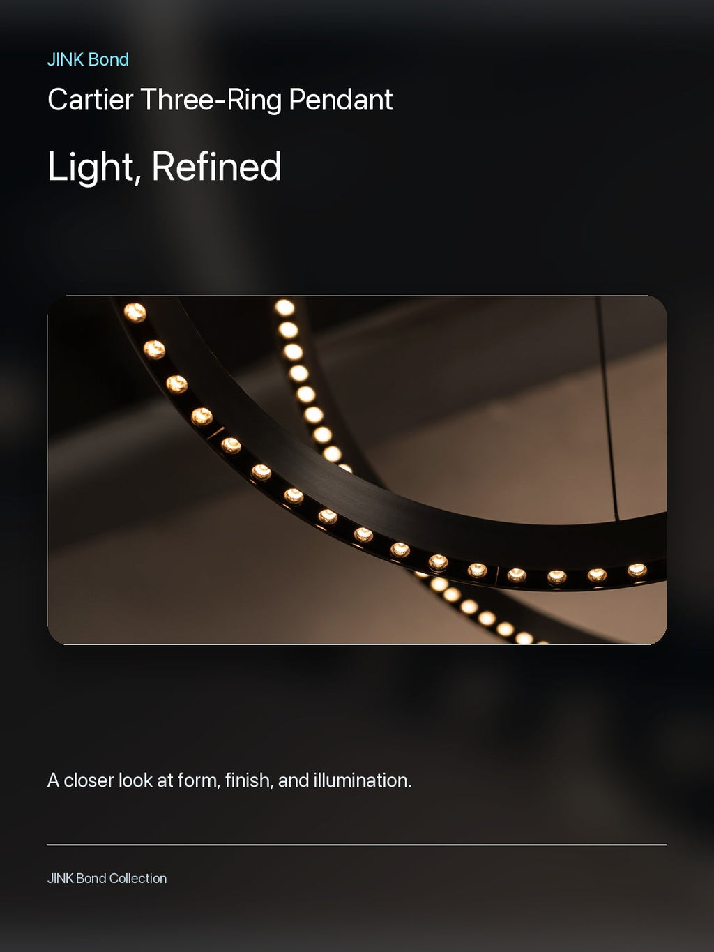 JINK Bond Cartier Three-Ring Pendant lighting and material detail