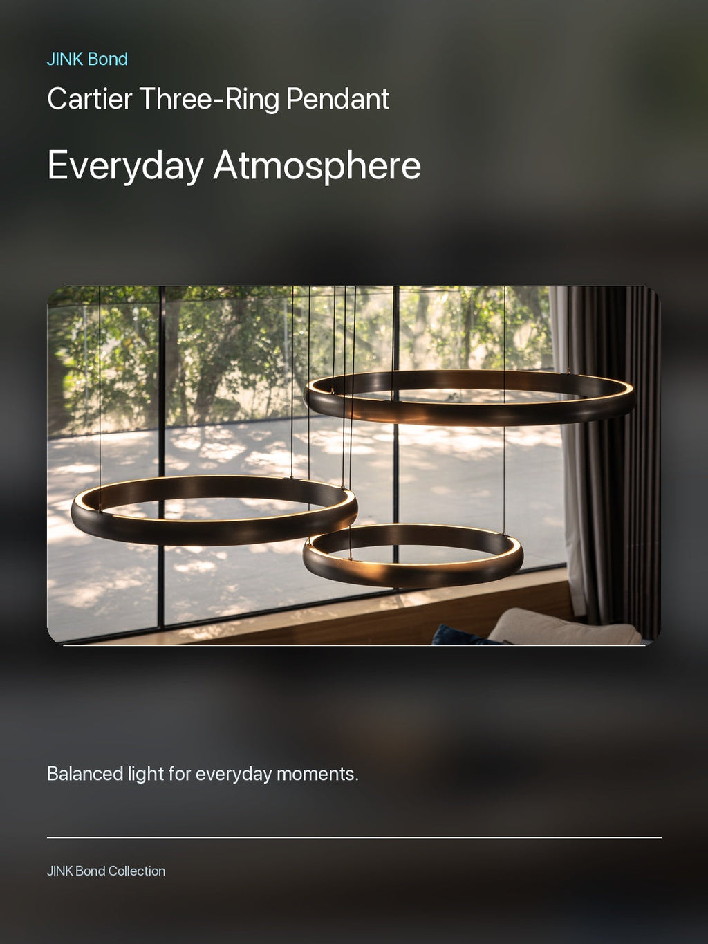JINK Bond Cartier Three-Ring Pendant creating warm ambient light