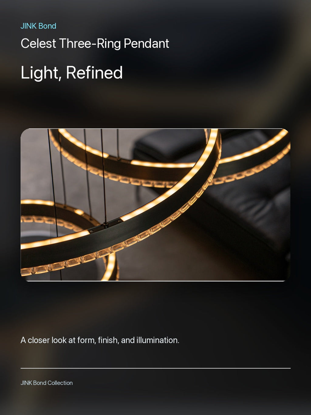 JINK Bond Celest Three-Ring Pendant lighting and material detail