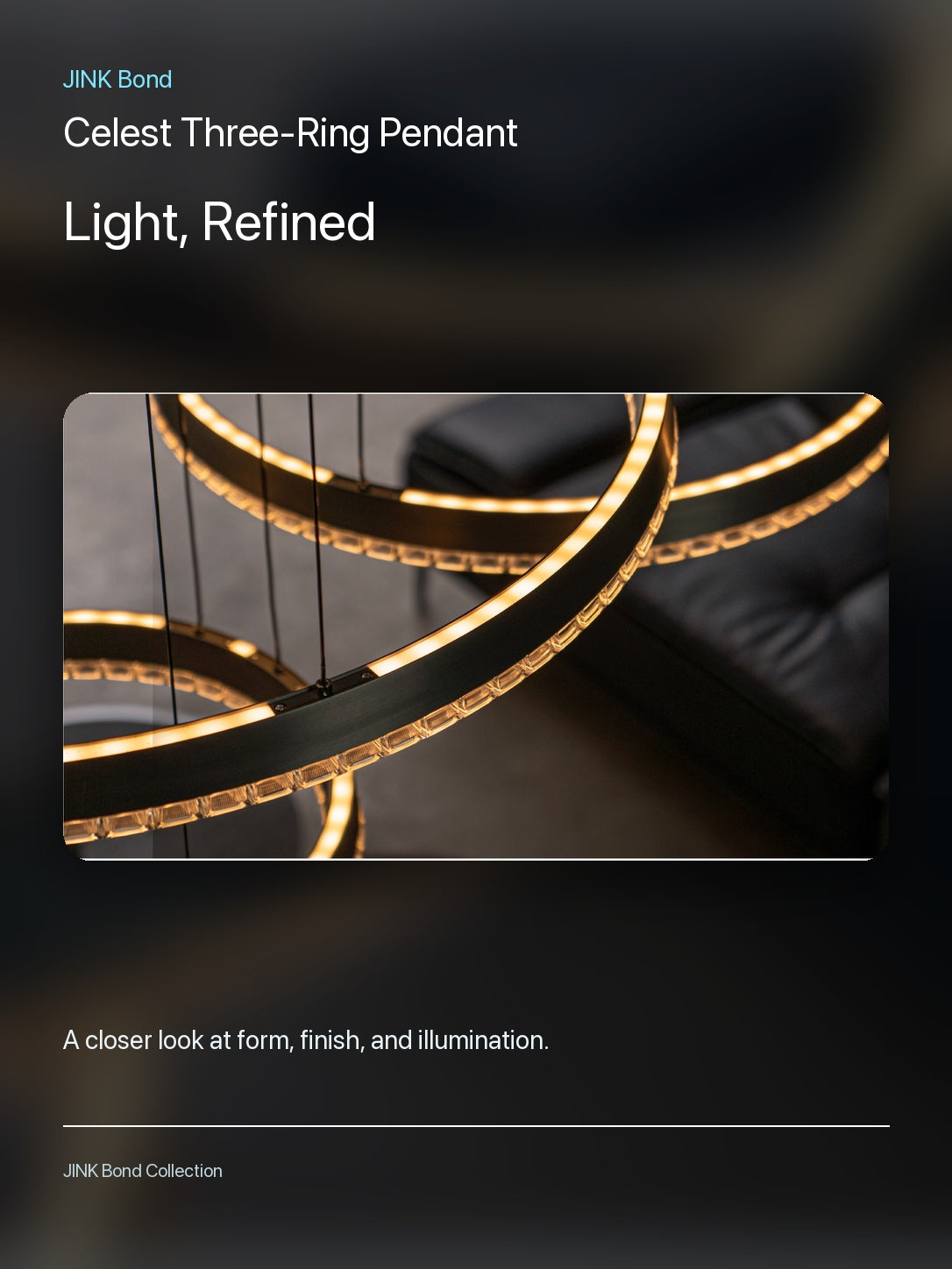 JINK Bond Celest Three-Ring Pendant lighting and material detail