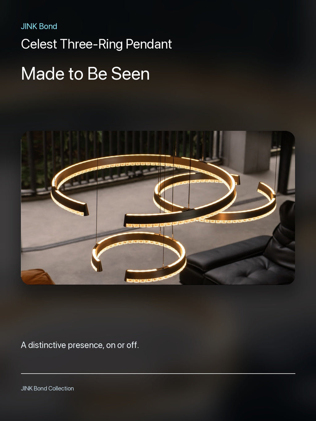 JINK Bond Celest Three-Ring Pendant in an additional room setting