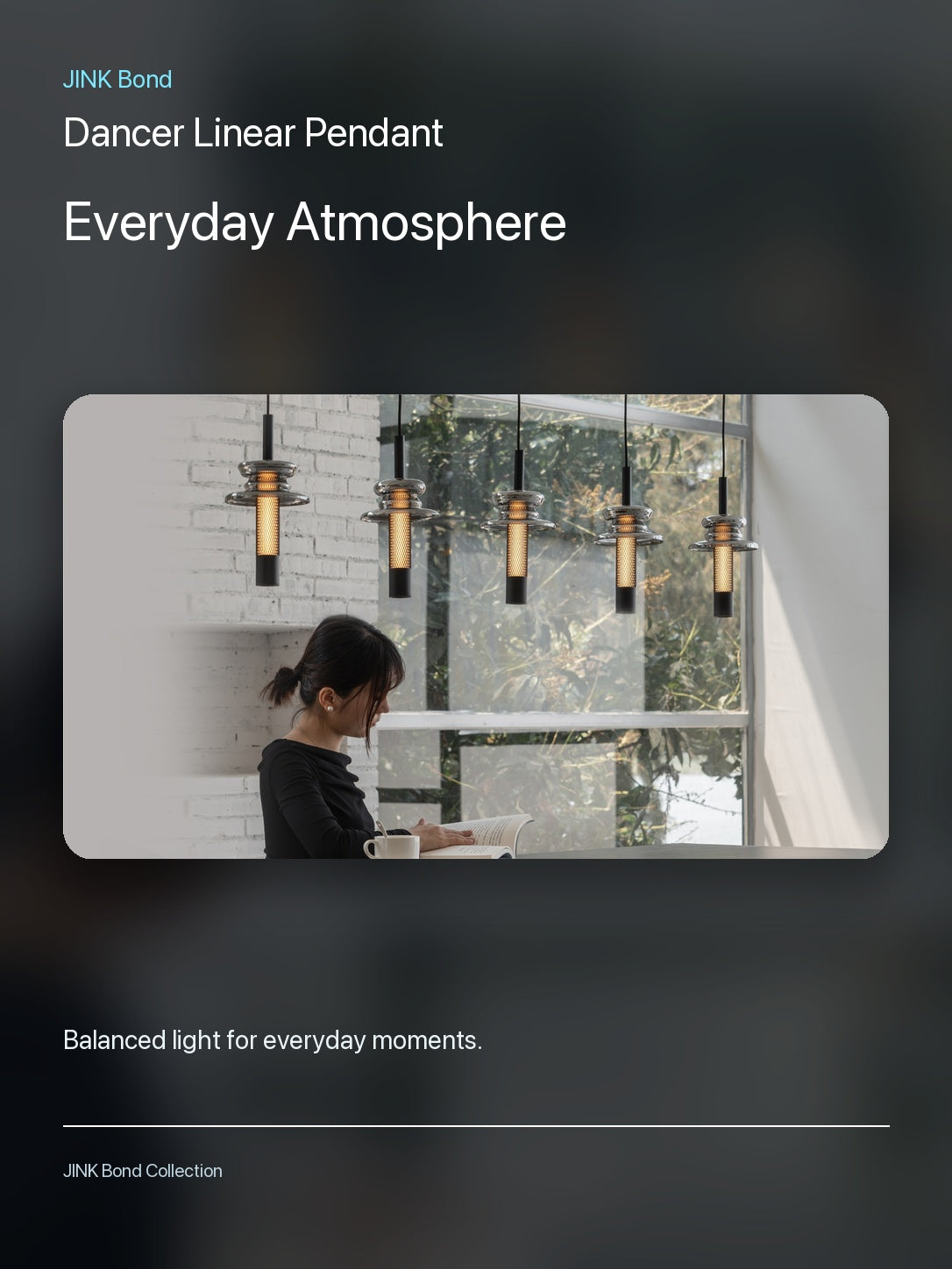 JINK Bond Dancer Linear Pendant creating warm ambient light