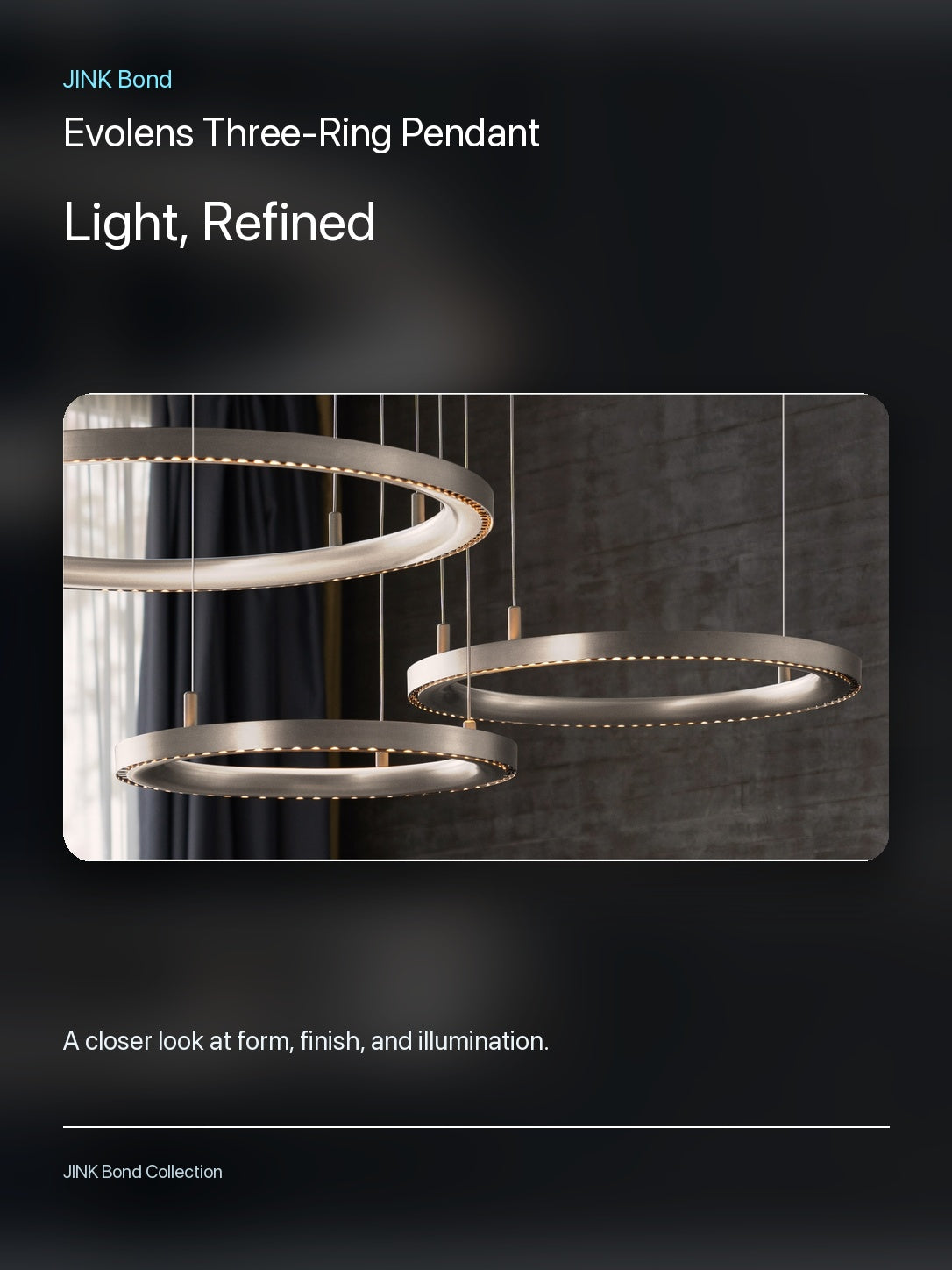 JINK Bond Evolens Three-Ring Pendant lighting and material detail