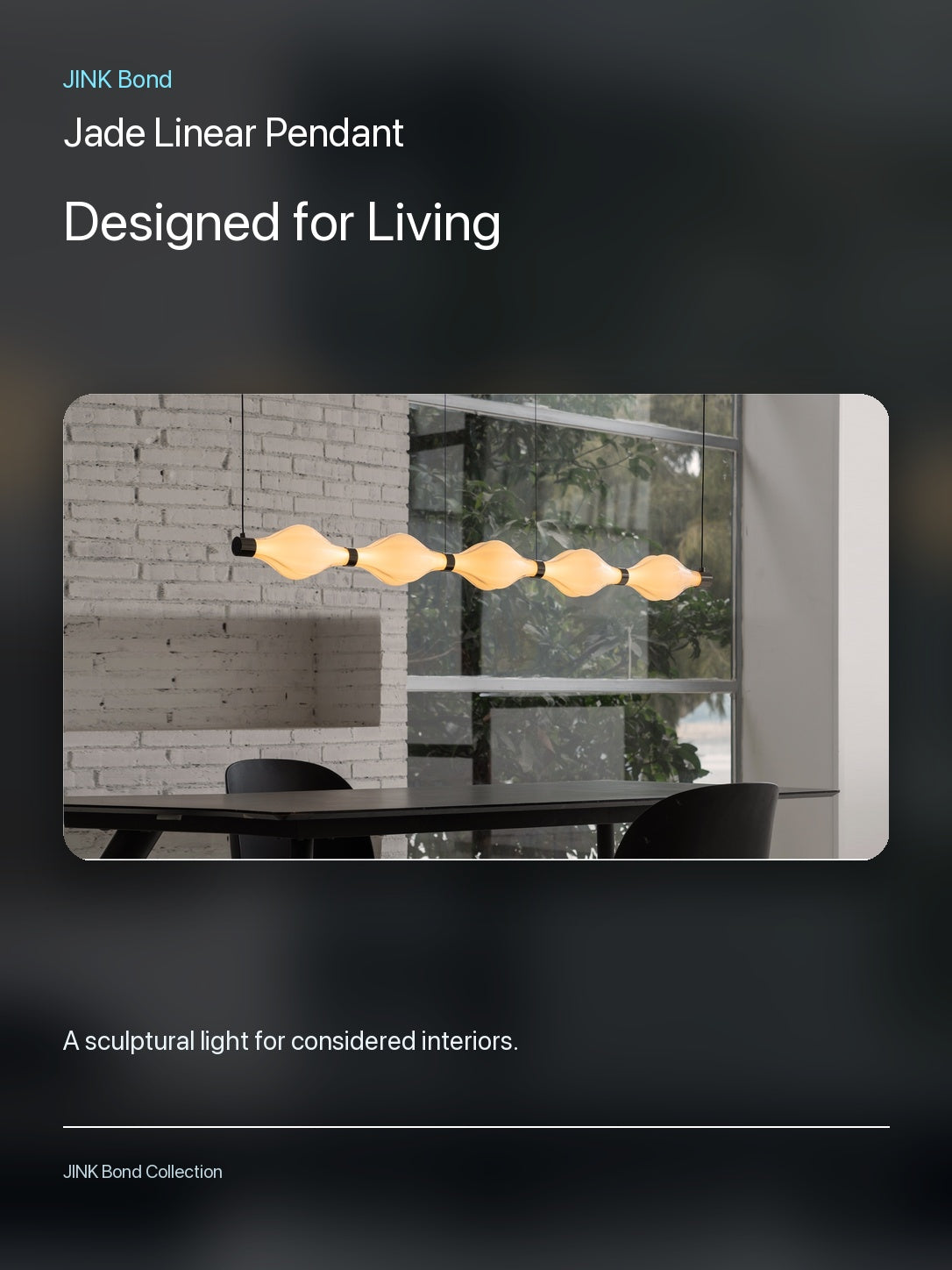JINK Bond Jade Linear Pendant in a modern interior