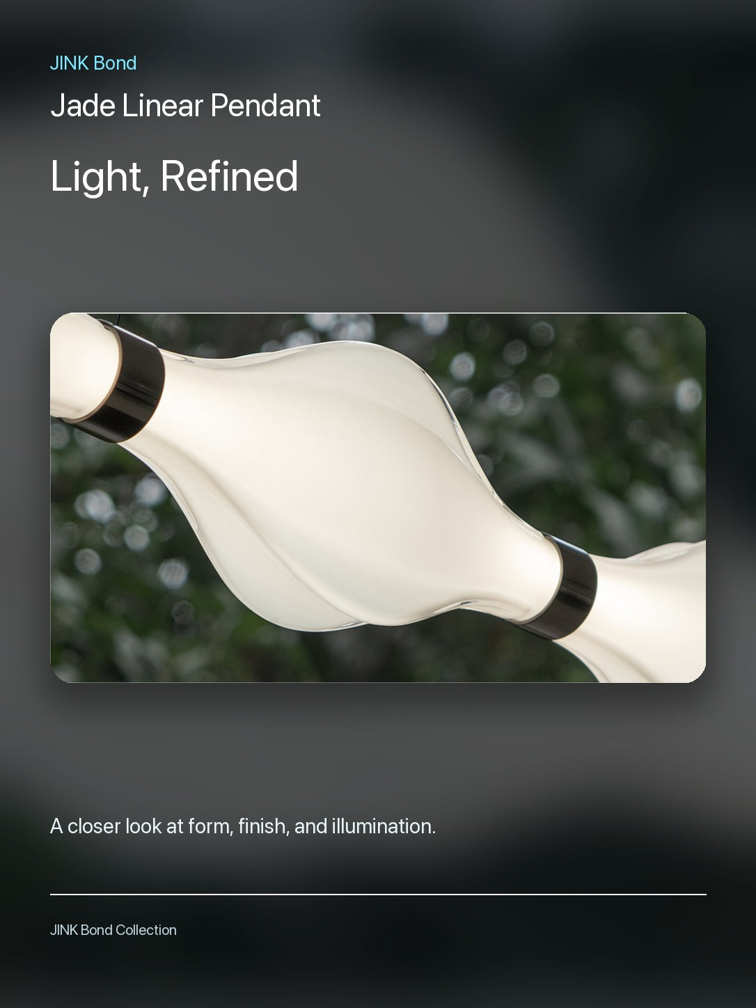 JINK Bond Jade Linear Pendant lighting and material detail