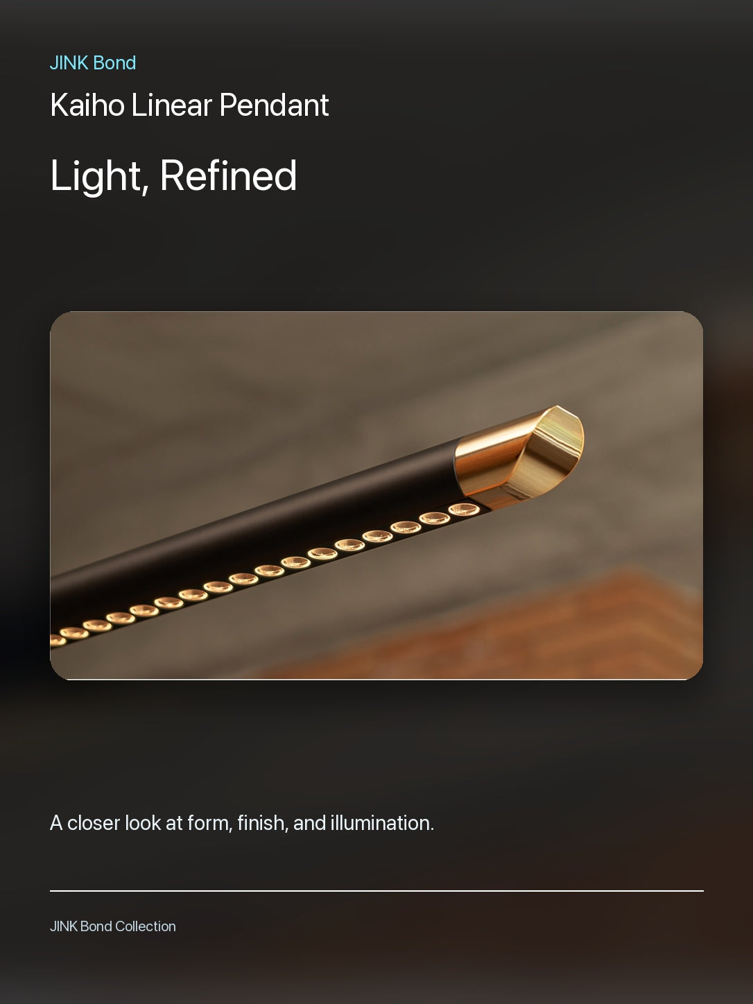 JINK Bond Kaiho Linear Pendant lighting and material detail