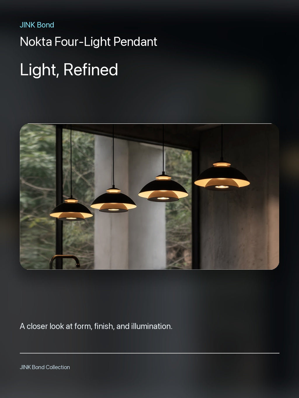 JINK Bond Nokta Four-Light Pendant lighting and material detail