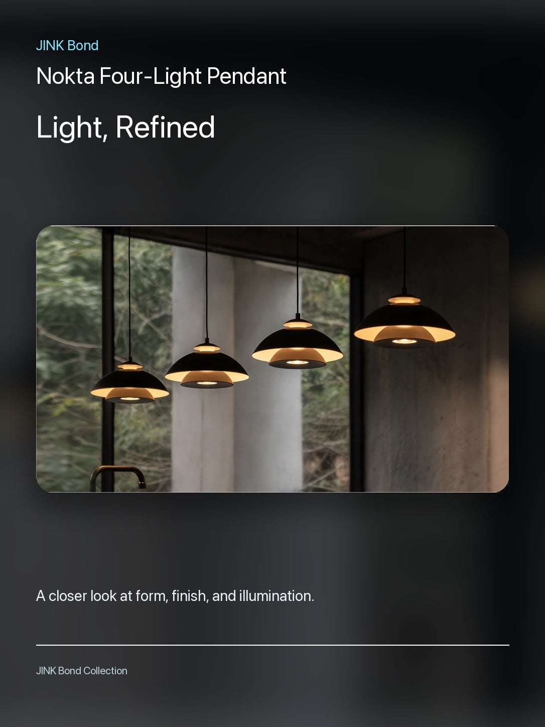 JINK Bond Nokta Four-Light Pendant lighting and material detail