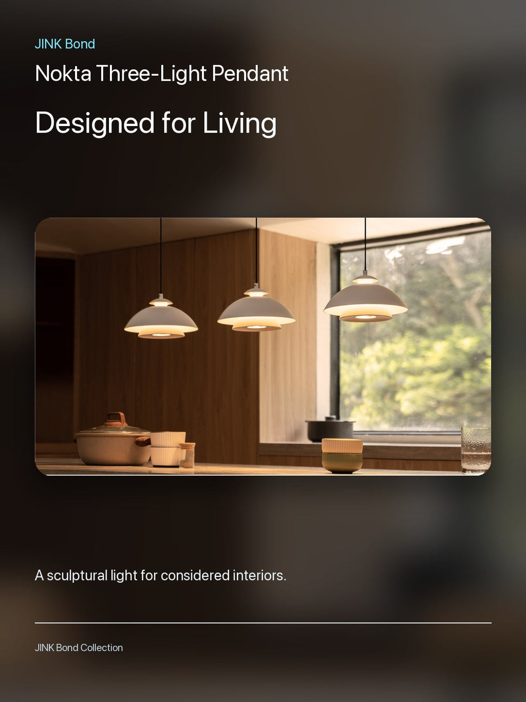 JINK Bond Nokta Three-Light Pendant in a modern interior