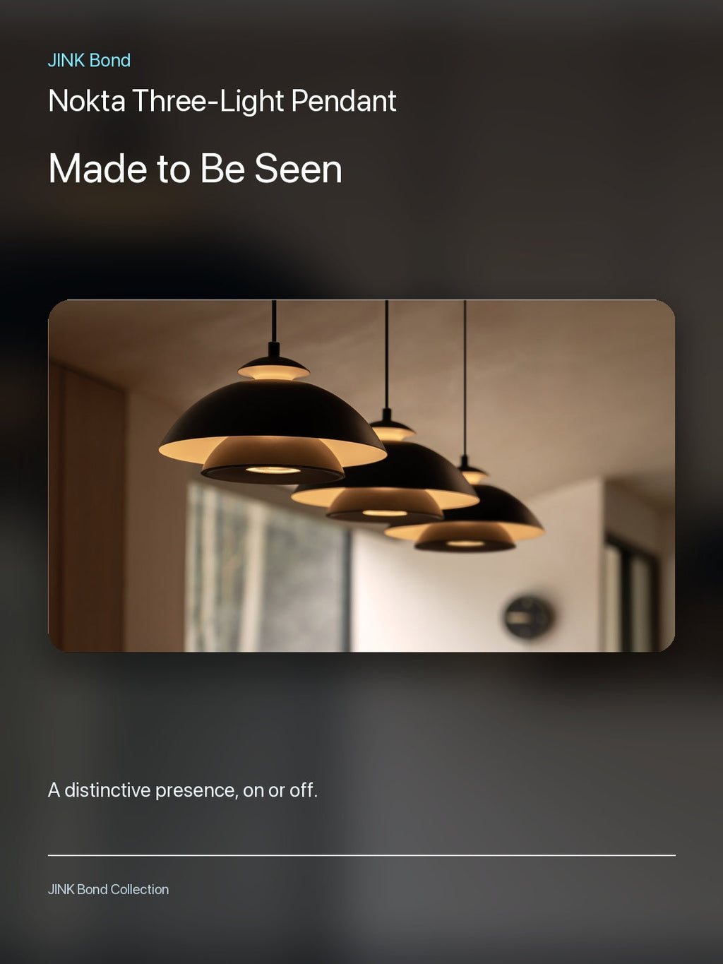 JINK Bond Nokta Three-Light Pendant in an additional room setting