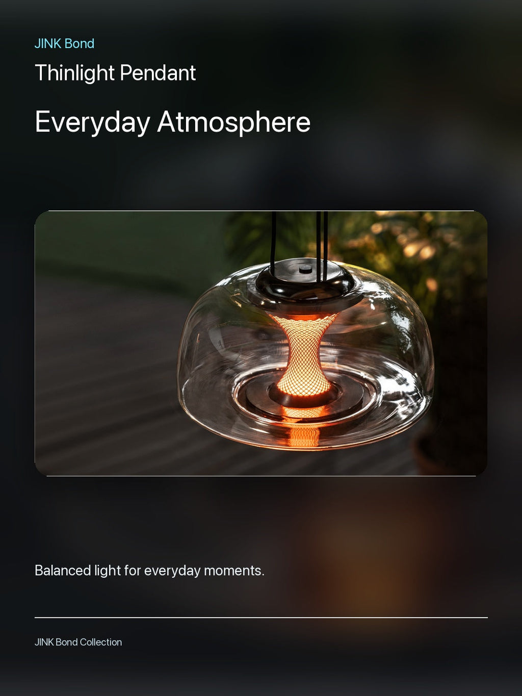 JINK Bond Thinlight Pendant creating warm ambient light