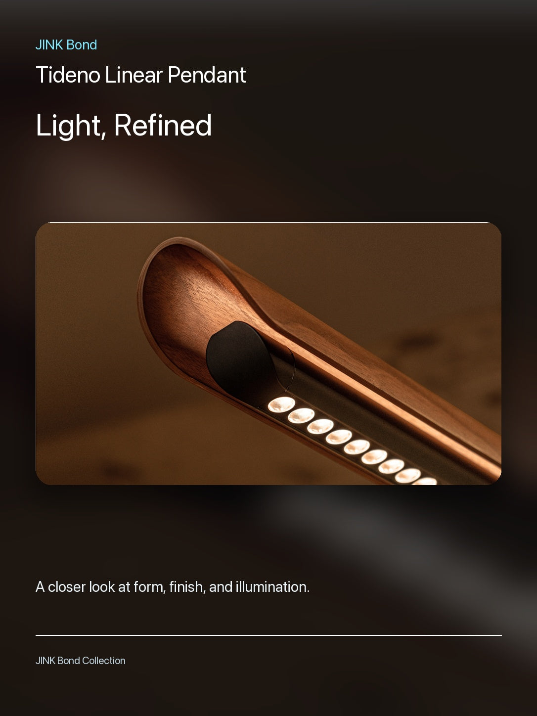 JINK Bond Tideno Linear Pendant lighting and material detail