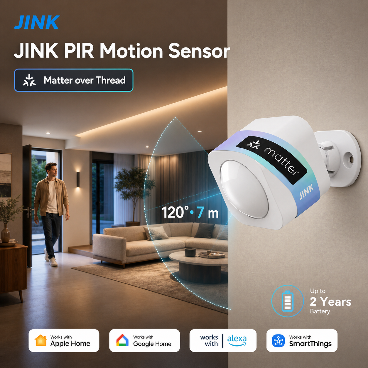 JINK PIR Motion Sensor Matter over Thread smart home hero