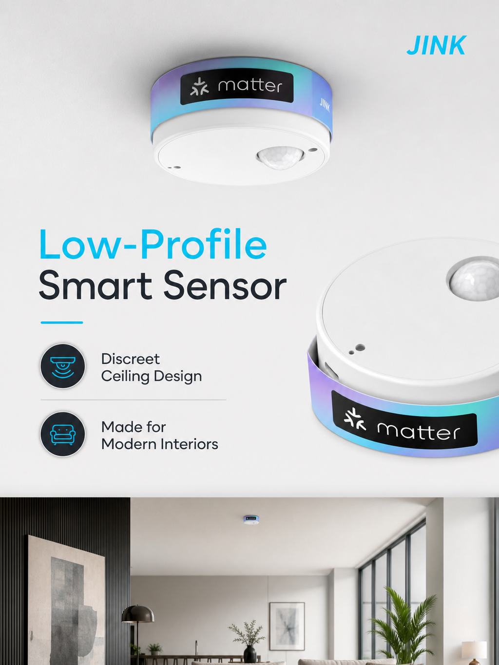 JINK Presence Sensor low profile ceiling design