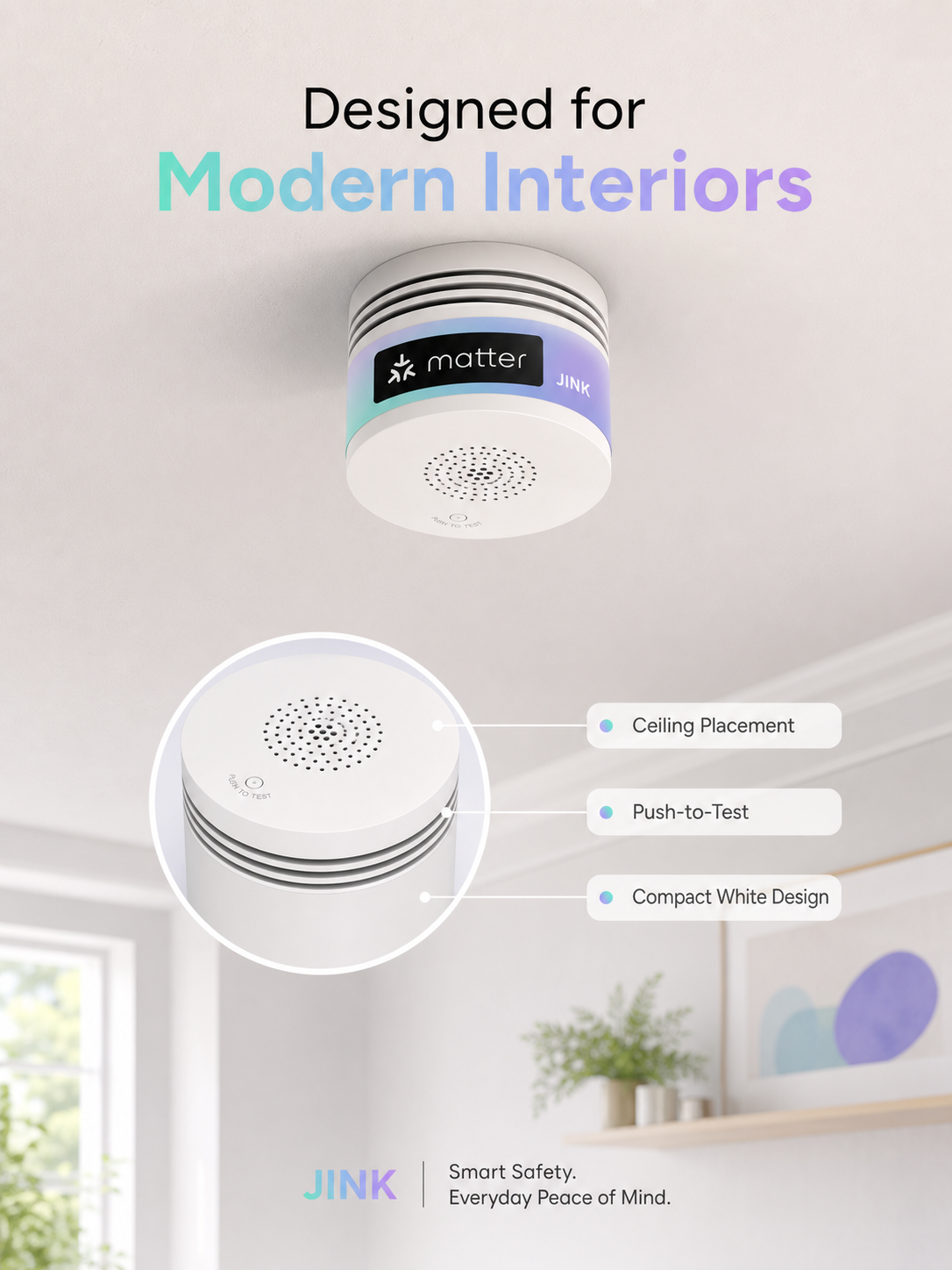 JINK Smoke Sensor ceiling placement and design