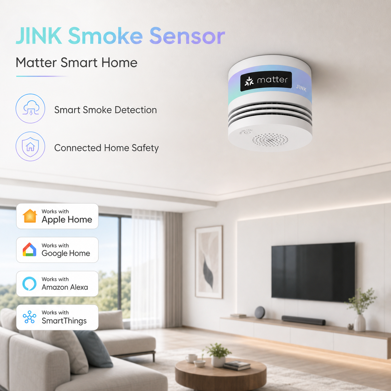 JINK Smoke Sensor Matter smart home hero