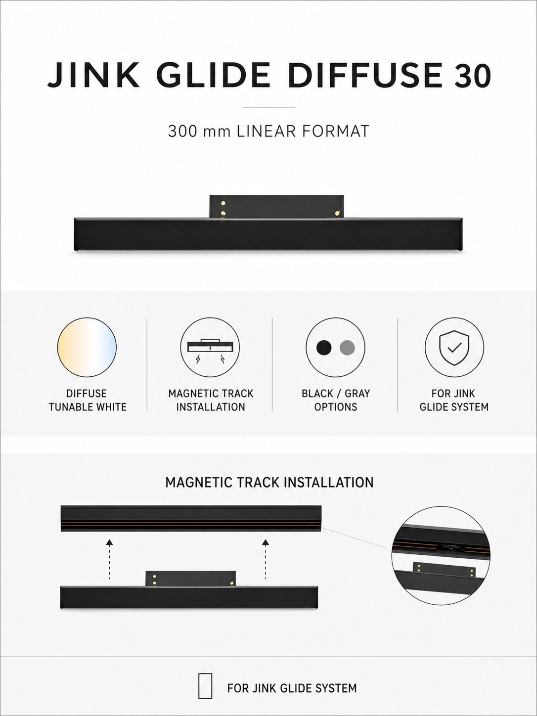 JINK Glide Diffuse 30 specification and magnetic installation