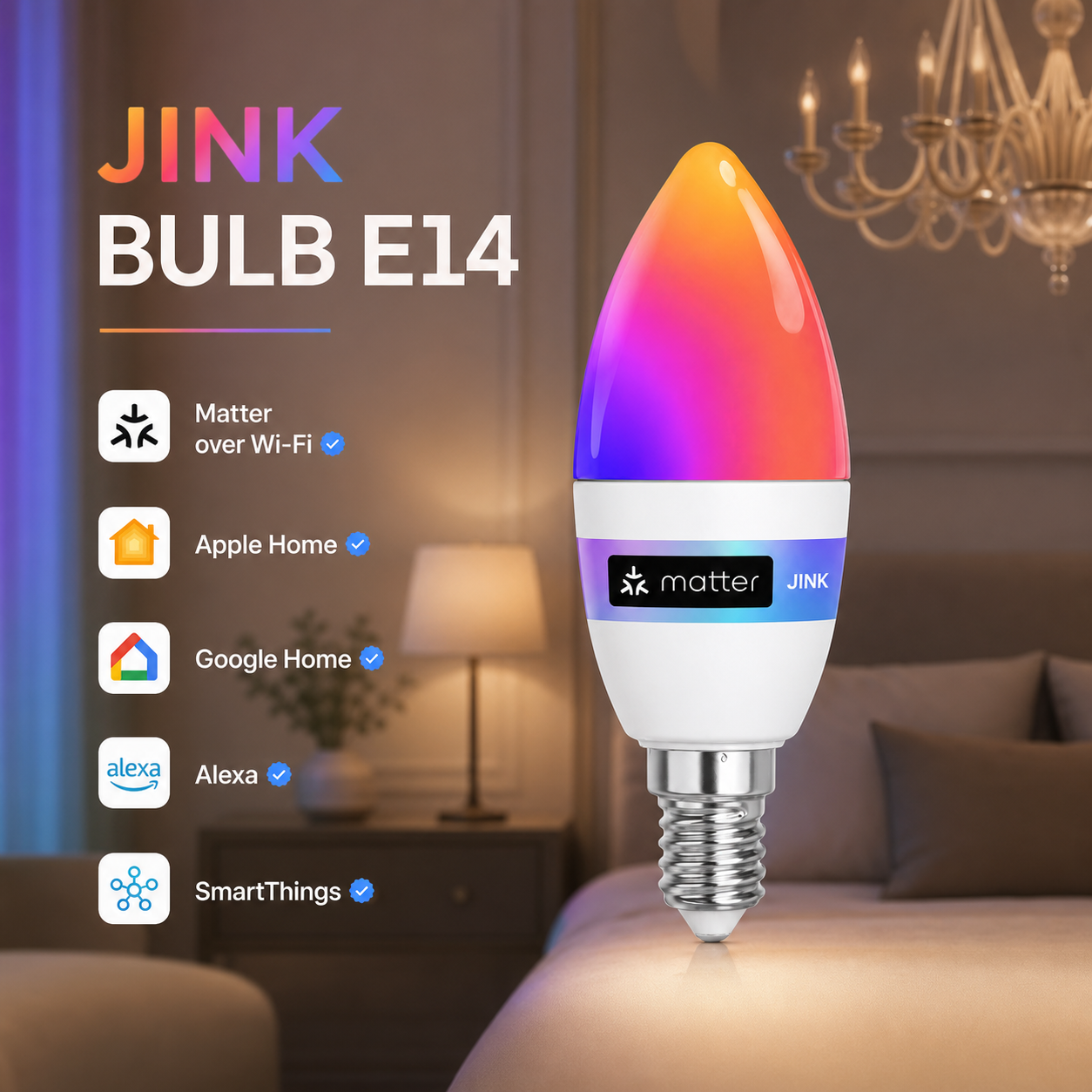 JINK Bulb E14 Matter smart candle bulb comprehensive hero