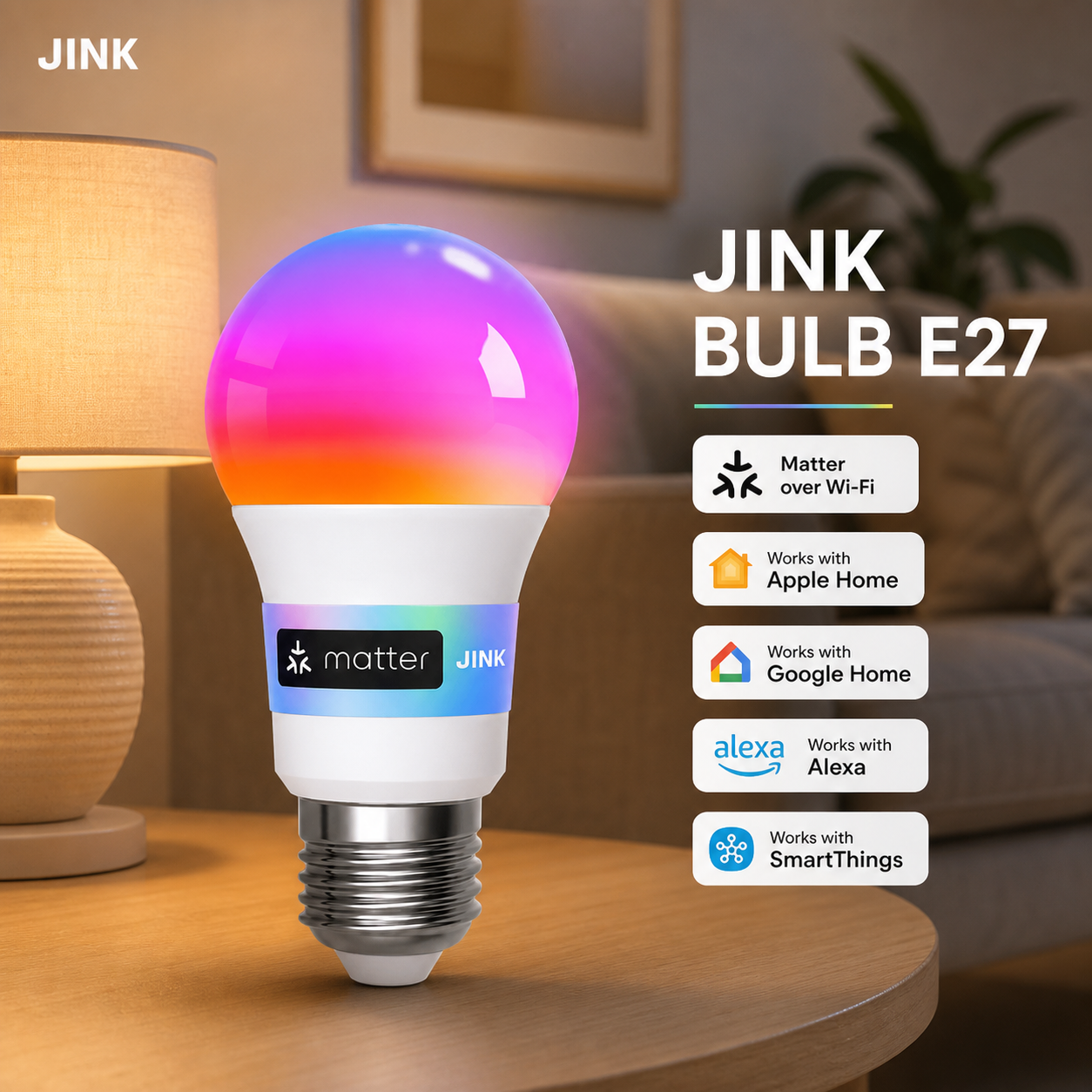 JINK Bulb E27 Matter smart lighting comprehensive hero